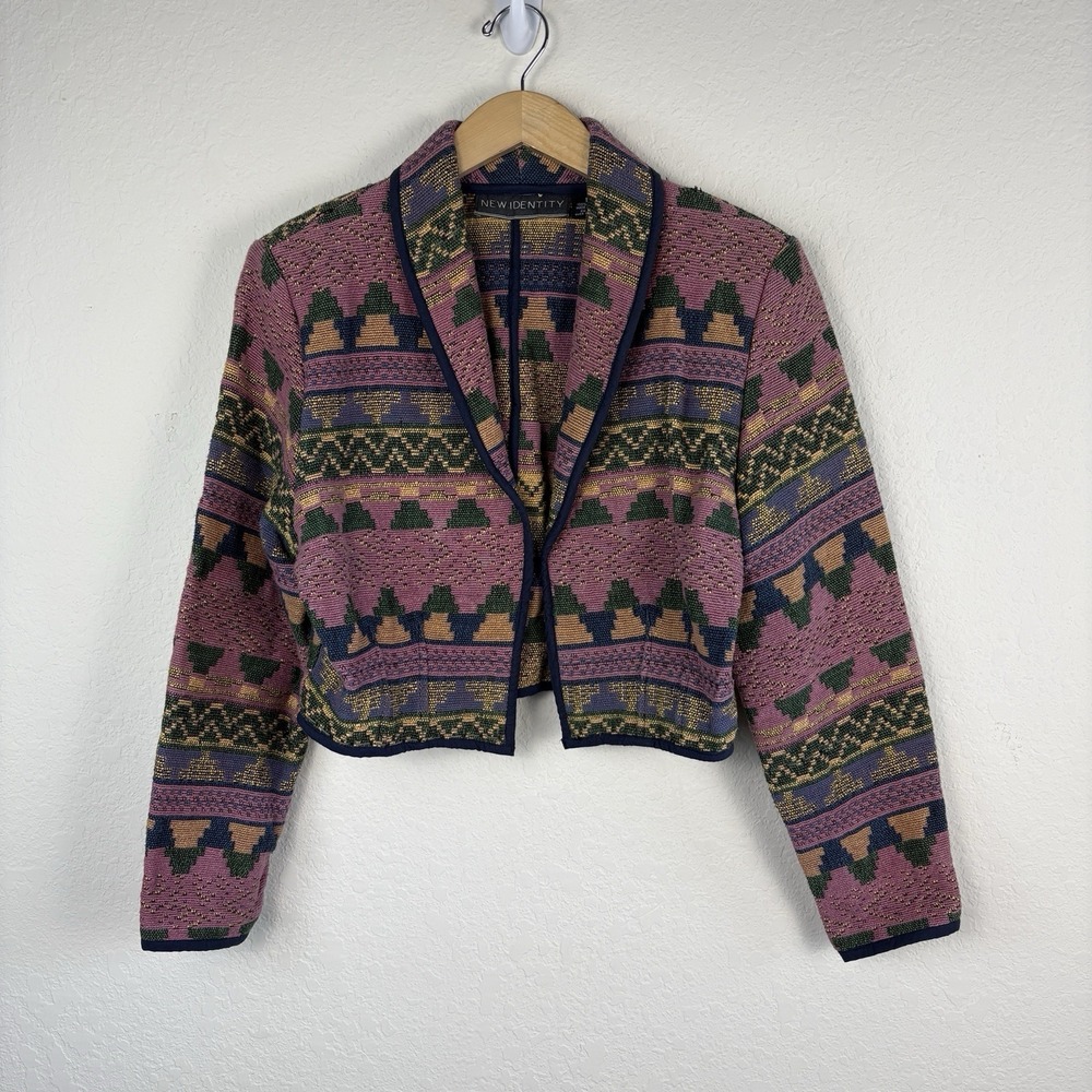 VTG New Identity Tapestry Jacket Womens M Aztec Southwestern Pink Multicolor